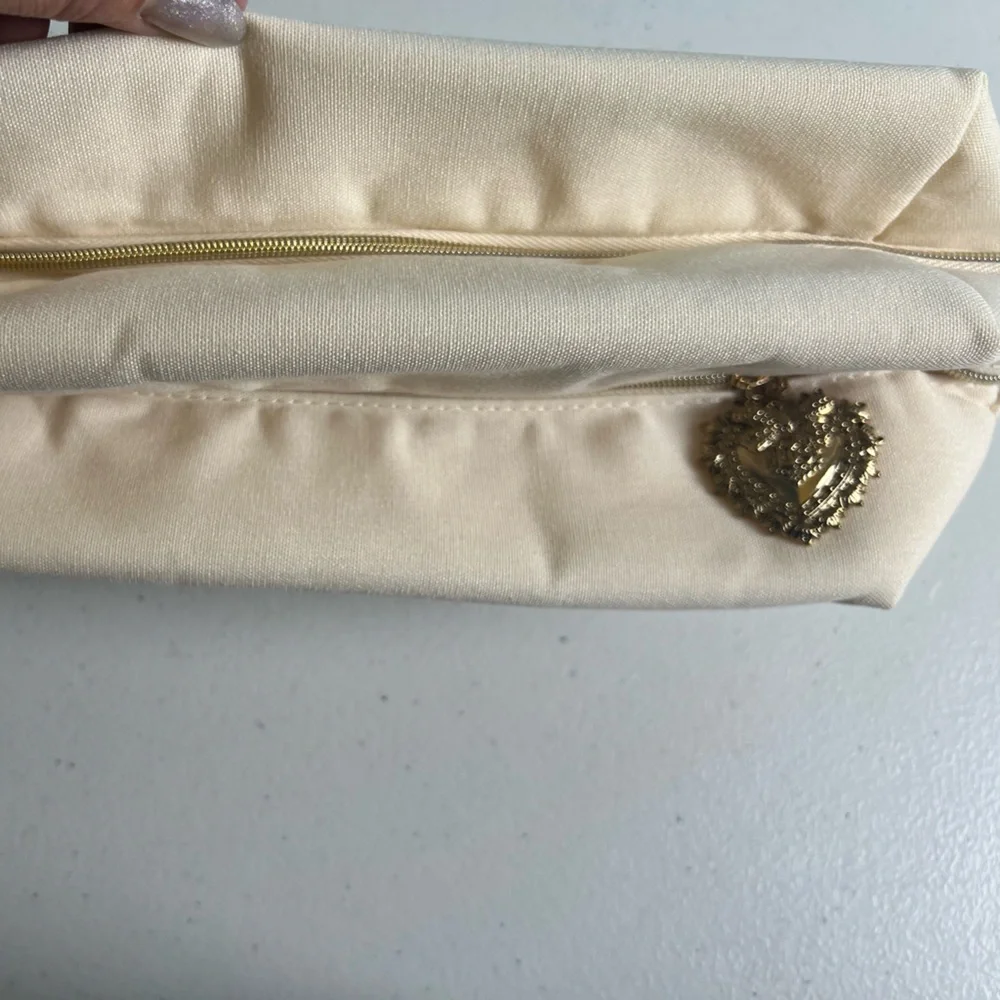Dolce & Gabbana Cream Devotion Make up Bag  w/Gold Heart Charm on zipper handle